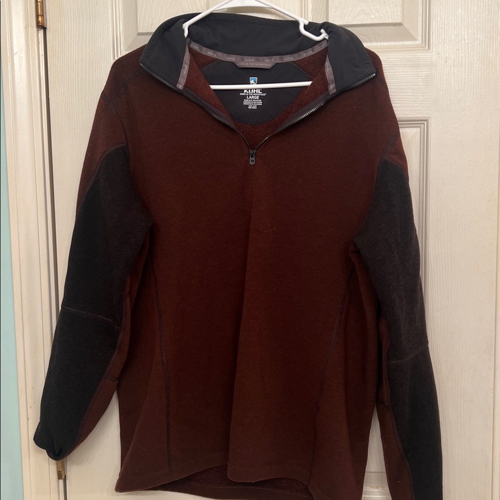 Kuhl Pullover Sweater Mens Large Maroon Kashmira Half Zip Outdoor Hiking Warm